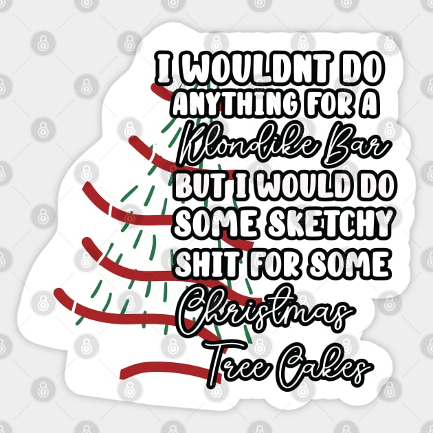 Christmas Baking Tree Cakes, Some sketchy stuff for some christmas tree cakes, Hand Drawn White Christmas Tree Cakes Sticker by WassilArt